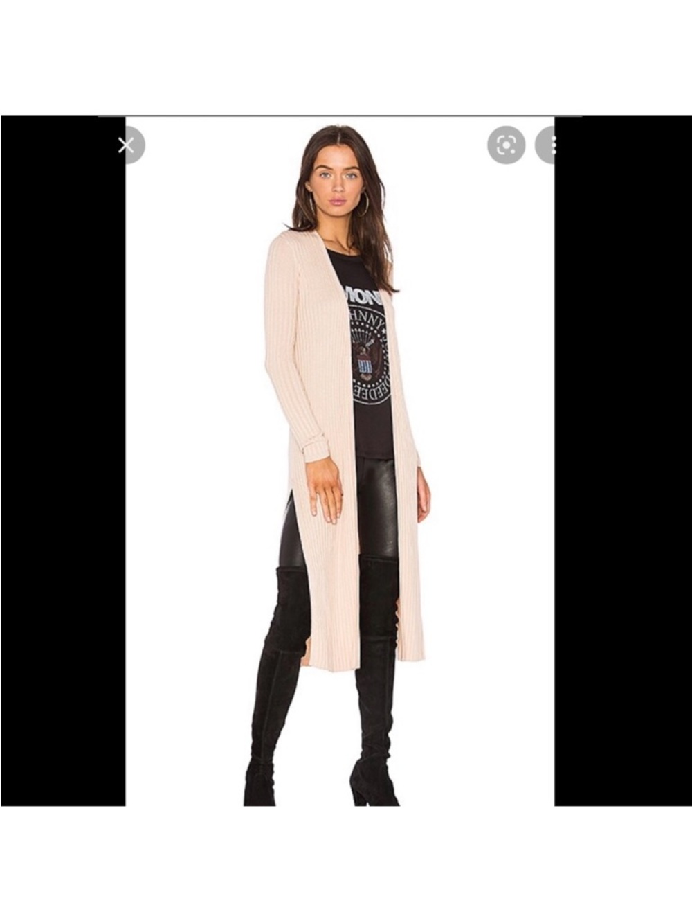 Lovers + Friends Blush Ribbed Open-Front Sweater